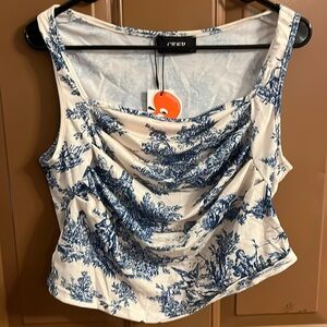 Never worn Cider blue and cream pattern tank